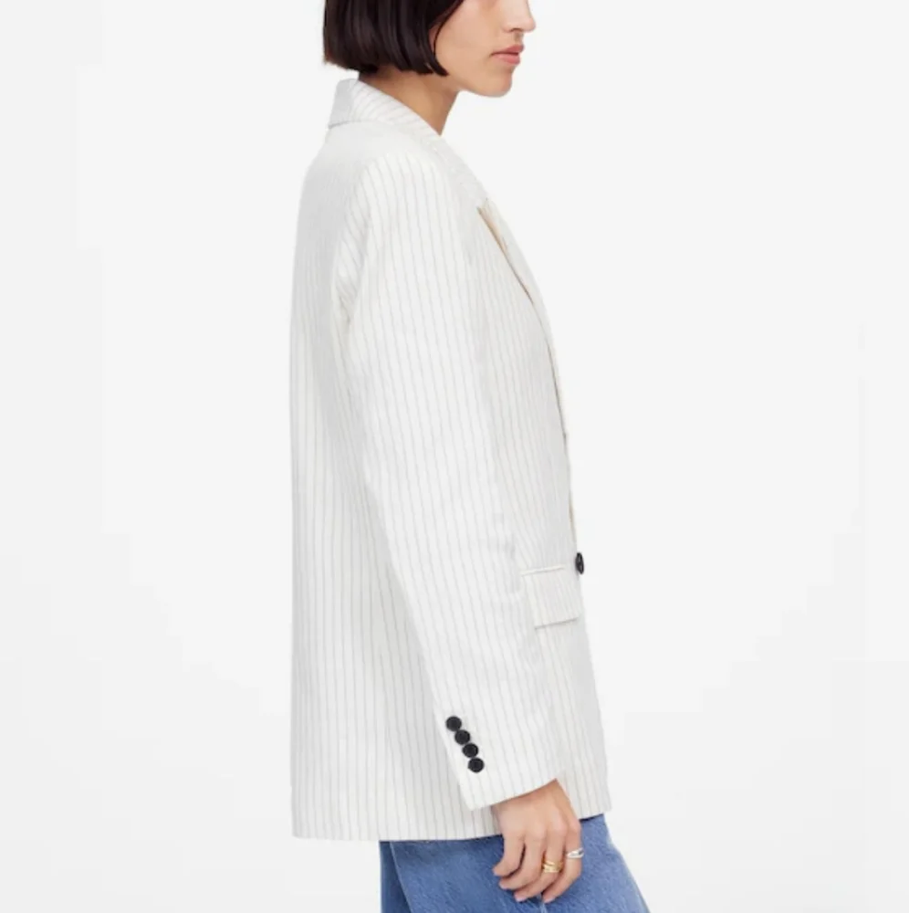 NWT! MADEWELL Relaxed Blazer in Pinstripe Linen Blend NU290_3